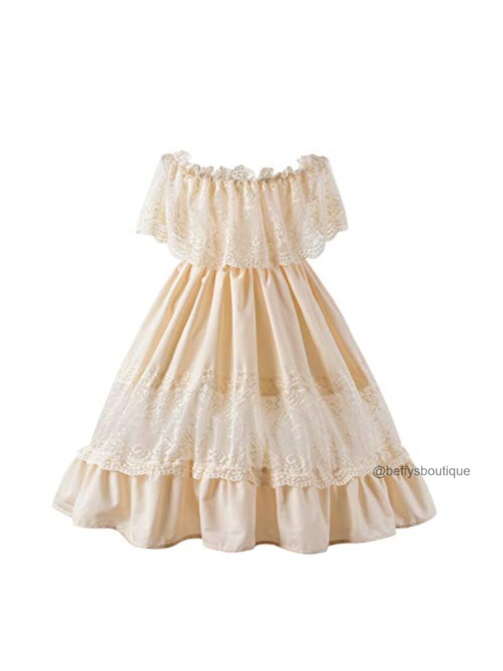 Cotton Lace Off Shoulder Maxi Dress Toddler Girl Boho Ruffle Formal